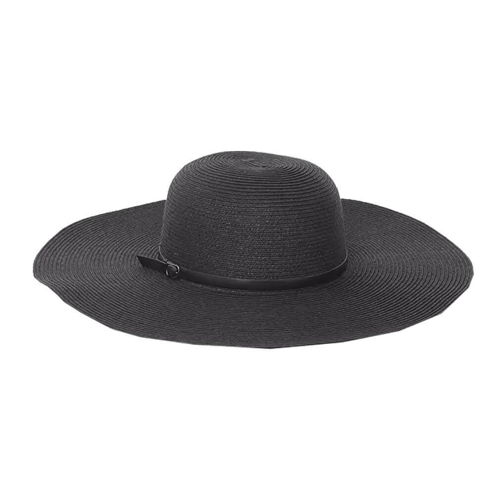 Pia Rossini Black Porto Straw Floppy Hat